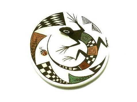 Carolyn Conchoo AR} AR}vGu Acoma Indian Pottery Dish